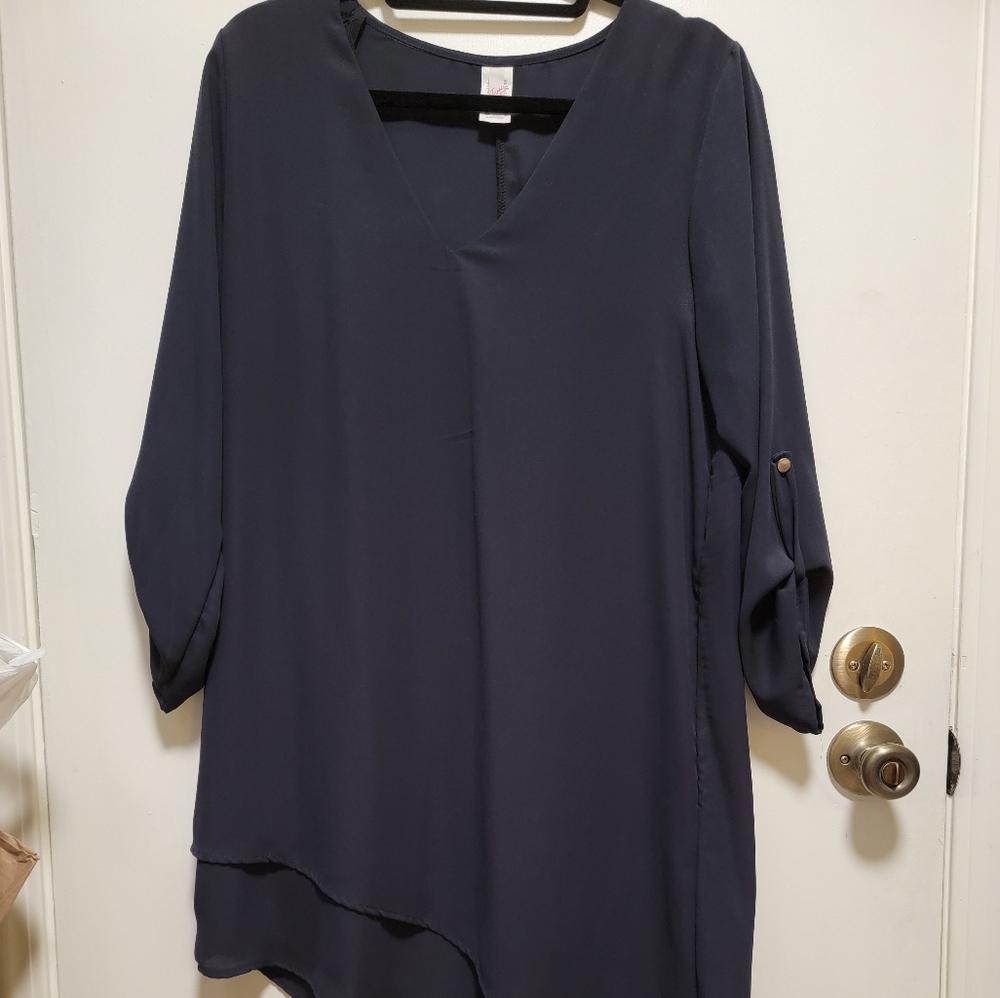 True Light Navy Blue Asymmetrical Tunic